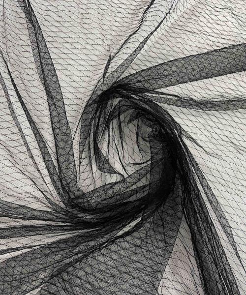 MATF 00102 - Dantelă tip tul neagră cu carouri - Ambar Textile