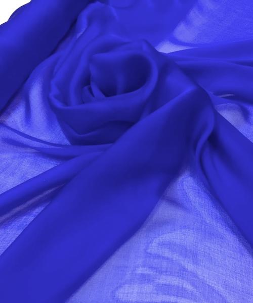 SILK 107 - Voal chiffon din mătase naturală albastru electric - Ambar Textile